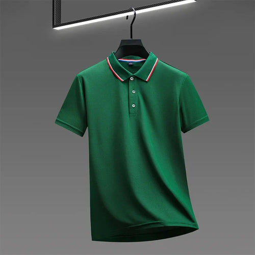 2025 New Men's Casual Solid Color Short Sleeved Polo Shirt Summer