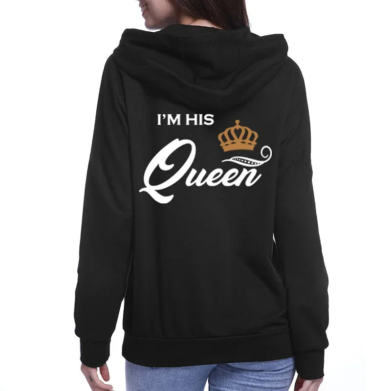 Printing Her King or His Queen Lover Hoodies Harajuku Fashion Casual