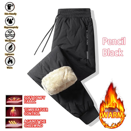 Winter Men Plush Thick Fleece Waterproof Sweatpant Windproof Casual