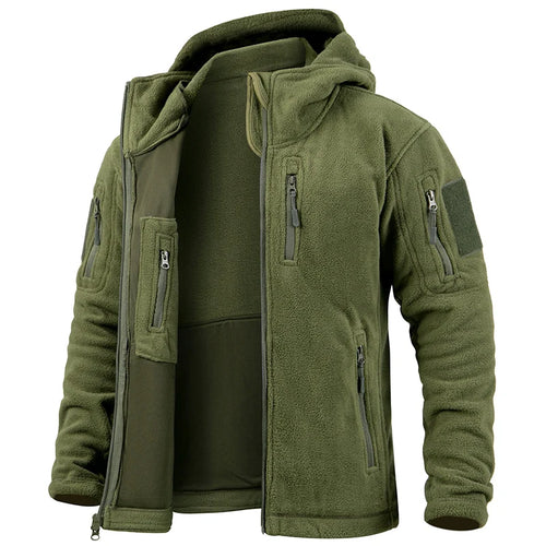 Men's Tactical Fleece Jacket Winter Warm Full Zip Military Hoodies