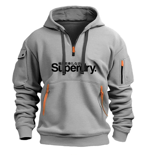 Autumn and Winter Warm Men's Hoodie Long Daily Outdoor Multi Pocket