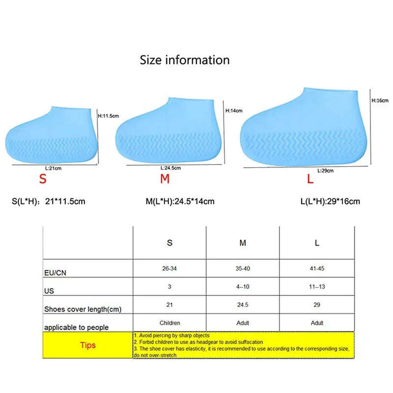 2pcs Waterproof Non-slip Silicone Shoe High Elastic Wear-resistant