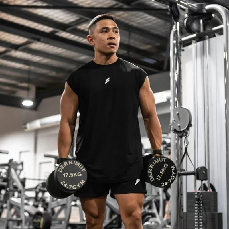 Sleeveless T-shirt Men Quick-drying Fitness Bodybuilding Shirt Male