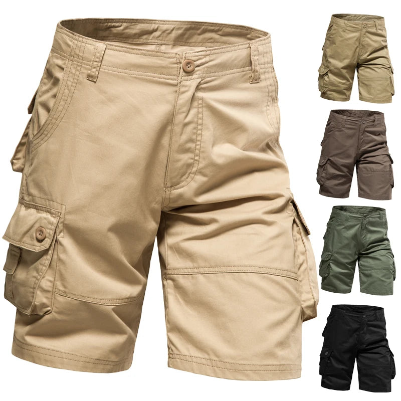 Men's Shorts Loose Large Size Multi-Pocket Overalls Summer Cotton