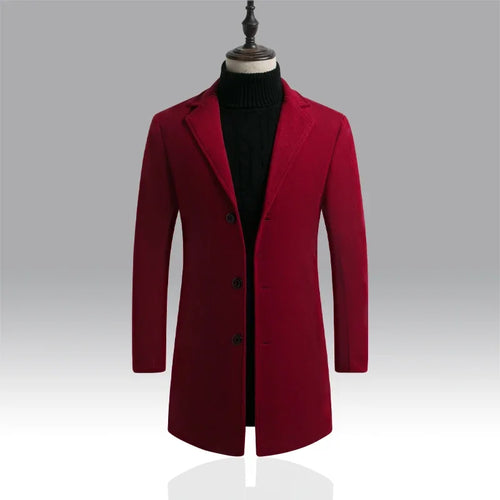 2024 Spring Autumn New Long Cotton Coat New Wool Blend Pure Color