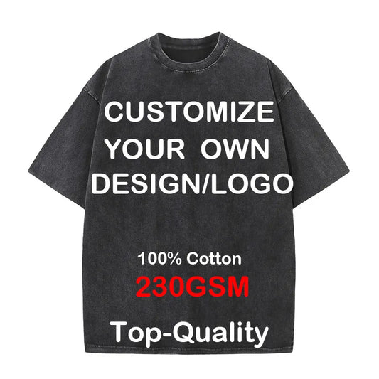 Custom Your LOGO Hip Hop Streetwear Men 100% Cotton T-shirts Oversized