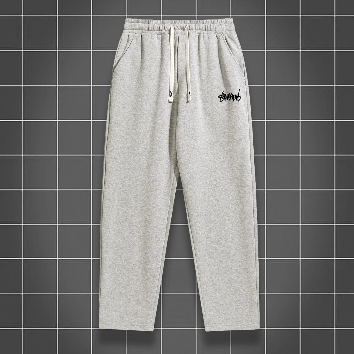 Men's solid color straight leg jogging pants, suitable for casual