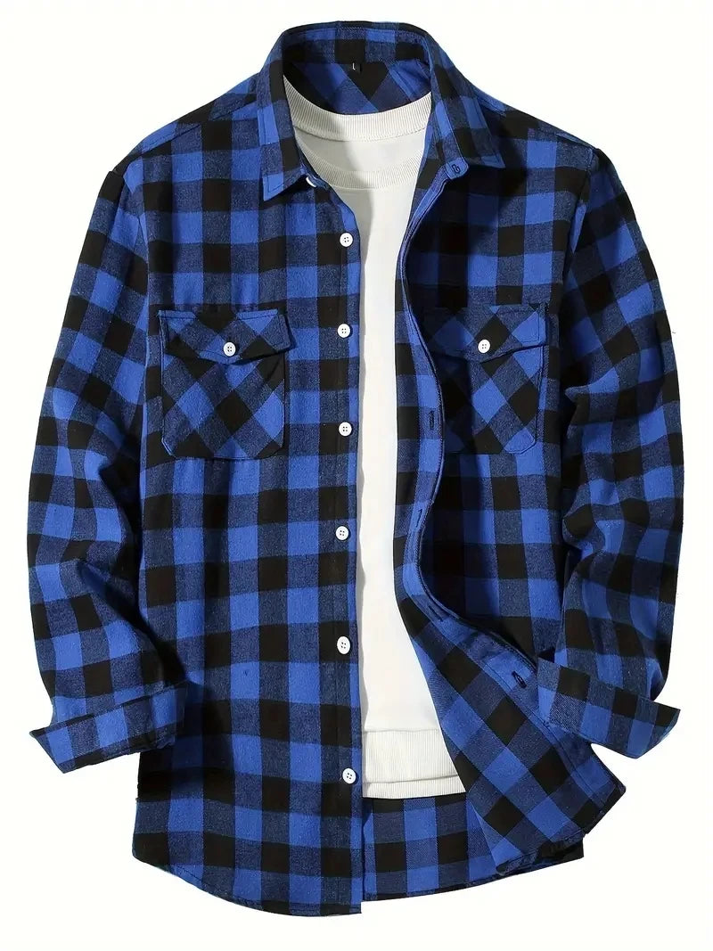 Spring and Autumn Fashion Cotton Long Sleeve Men's Shirt New Brushed