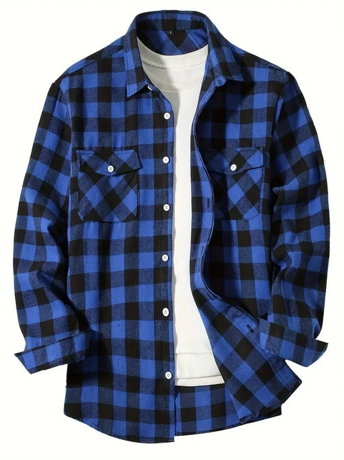 Spring and Autumn Fashion Cotton Long Sleeve Men's Shirt New Brushed