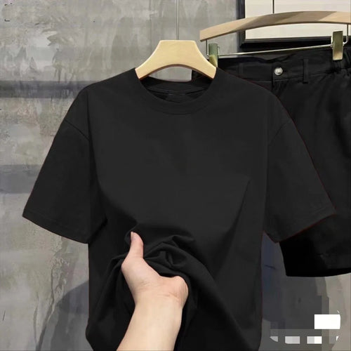 Men T Shirt Summer Cotton Tops Women Solid Color Blank Tshirts O-neck