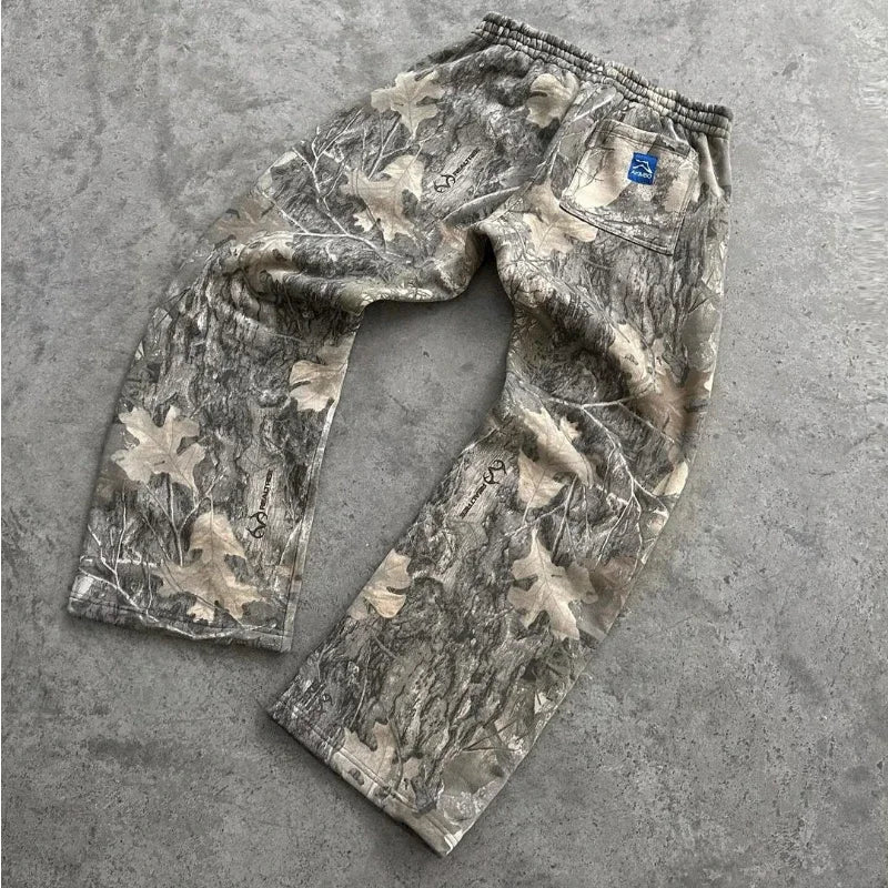 Y2K Retro SweatPants Camouflage Pattern Print Streetwear Men harajuku