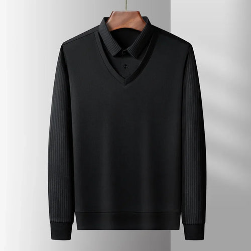 2025 New Men's Casual and Fashionable Long Sleeved Solid Color Fake