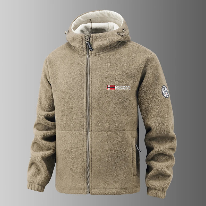 2025 Fleece Men's Coat Thickened Warm Windproof Loose Outdoor Collar