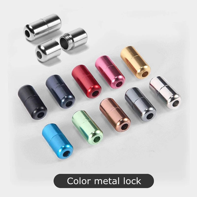 21 Colors No Tie Shoelaces For Sneakers Elastic Shoe Laces Round Metal