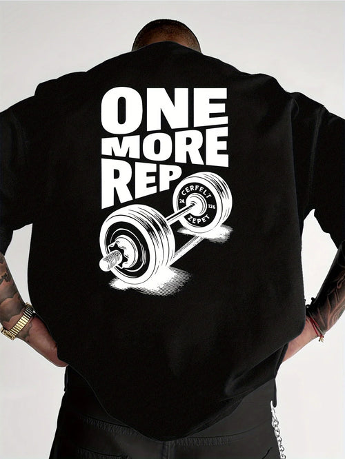 Men's T-Shirt Vintage Funny Gym Workout ONE MORE REP Weightlifting