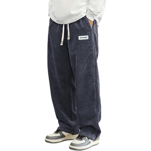 Autumn Mens Corduroy Casual Pants Fashion Loose Fit Pants Straight