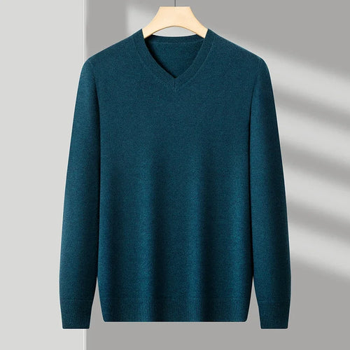 New Sweatwear Men's V Neck Basic Solid Color Sweaters Round Neck