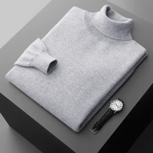 New Men's Turtleneck Pullover Sweater Solid Color Knitted outerwear
