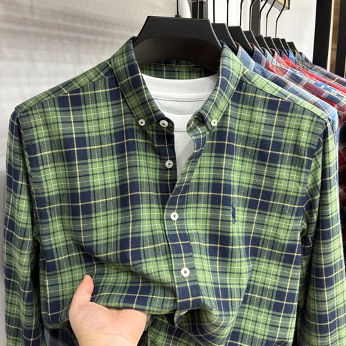 Luxury Brand Embroidery 100% Cotton Long Sleeved Shirt Men's New Shirt