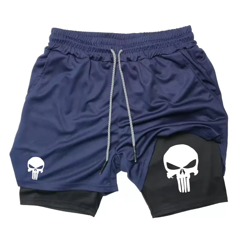 2-in-1 men's performance shorts, sports quick drying shorts with phone