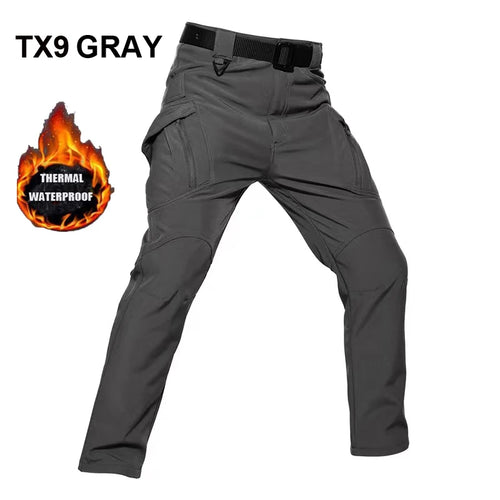 Men's City Cargo Autumn Winter Fleece Softshell Hiking Pants Fishing