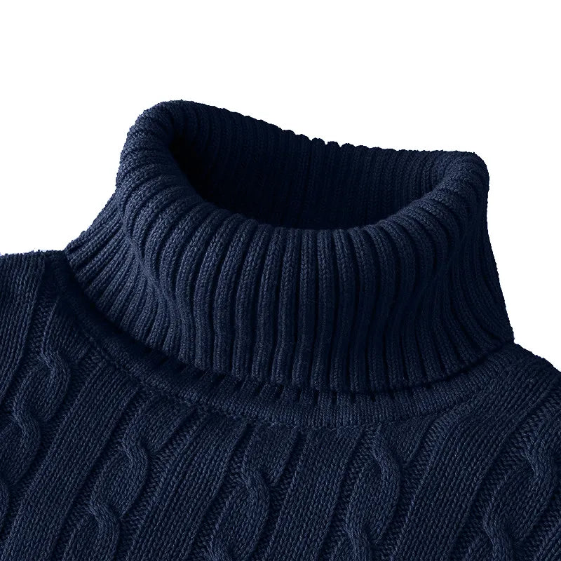 New Turtleneck Sweater Casual Men's Rollneck Knitted Sweater Keep Warm