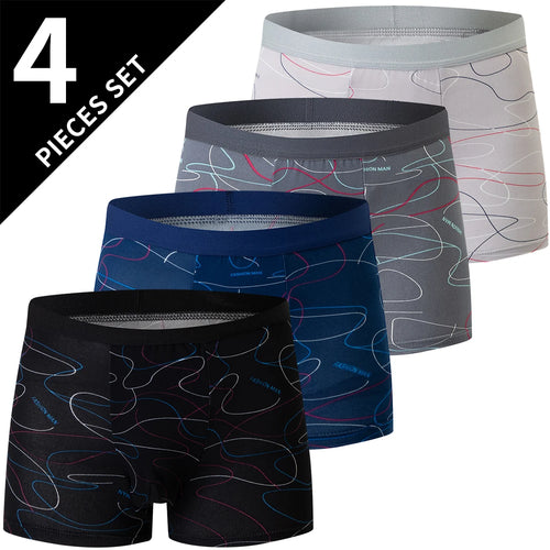 4 Pieces European and American Size MEN'S FASHION Printed Boxer