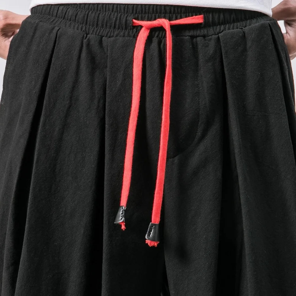 New Oversized Men Harem Pants Loose Chinese Style Cotton and Linen