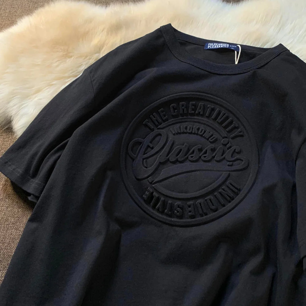 Vintage 3D Print Steel Seal Print Mens Short-sleeved T-Shirt Casual T