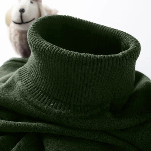 Mens Turtleneck Sweater Slim Fit Knitted Casual Pullover Lightweight