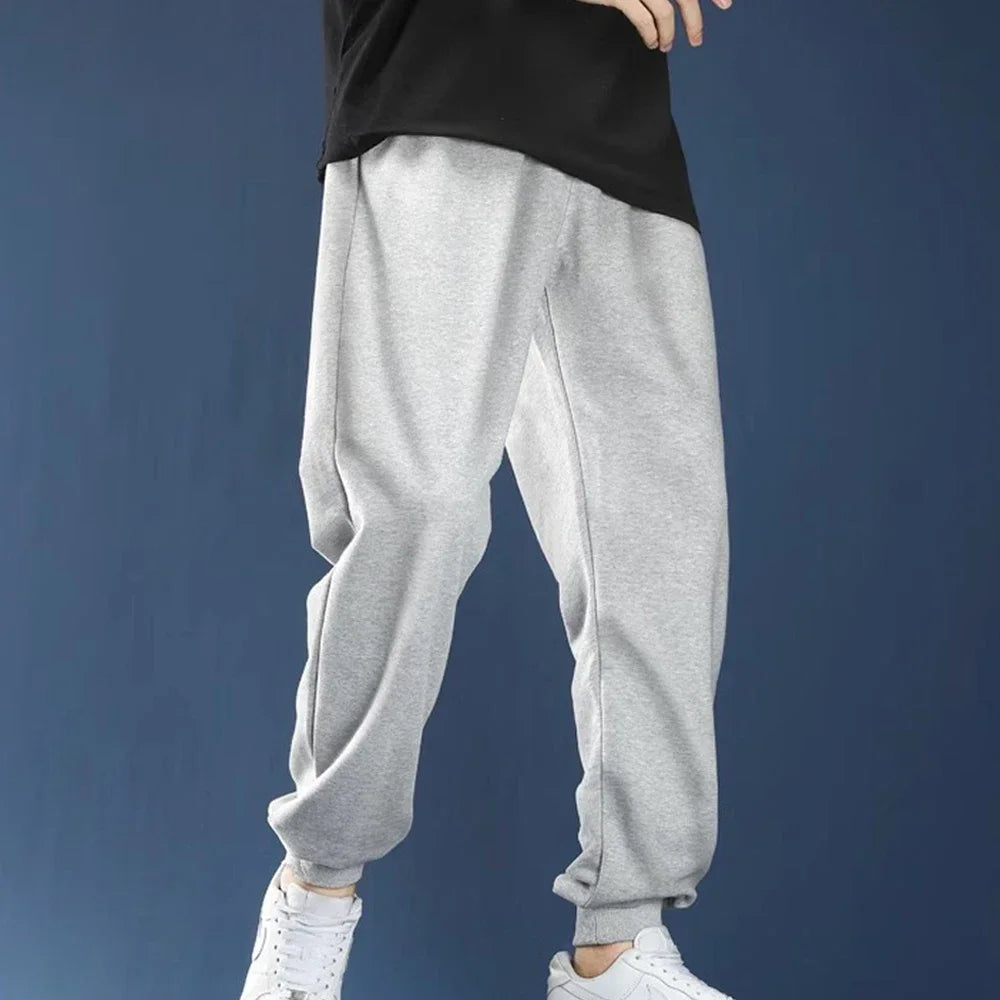 Men's Casual Sweatpants Fleece Sports Pants Unisex Fashion Solid Loose