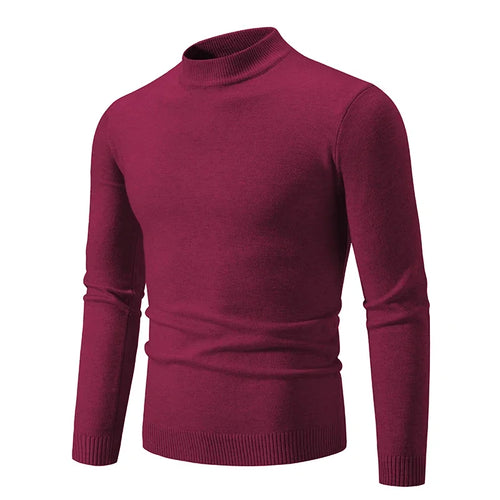 New Sweatwear Men's Half Neck Basic Solid Color Sweaters Round Neck
