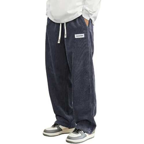 New Mens Corduroy Casual Pants Fashion Loose Fit Baggy Pants Straight