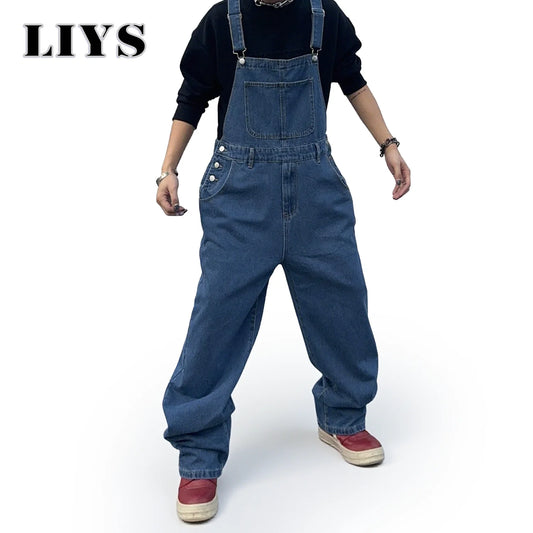 Overalls for Men Denim Suspenders Simple Baggy Jeans Men's Street