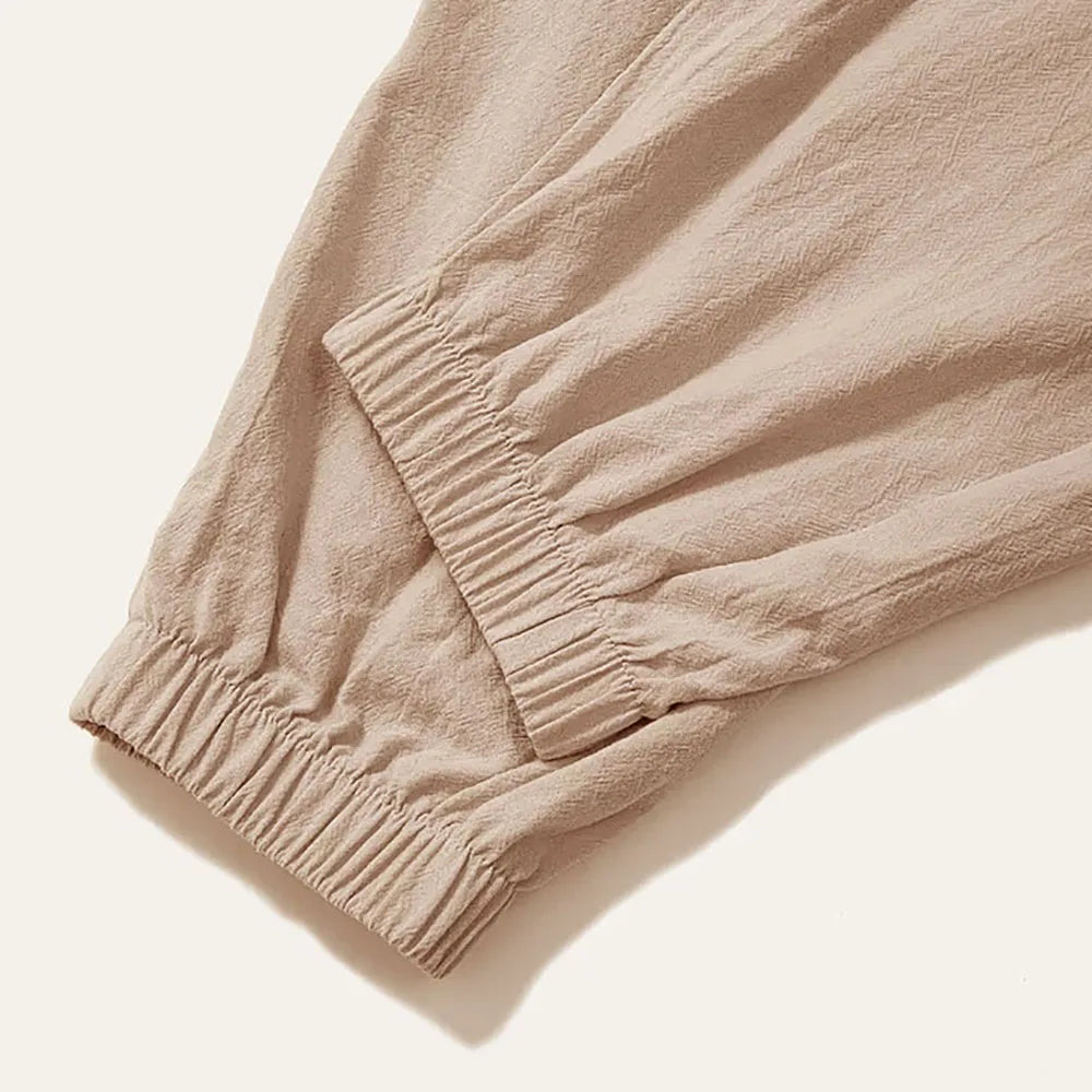 Harem Pants for Men Cotton Linen Drop Crotch Cozy Streetwear Loose Fit