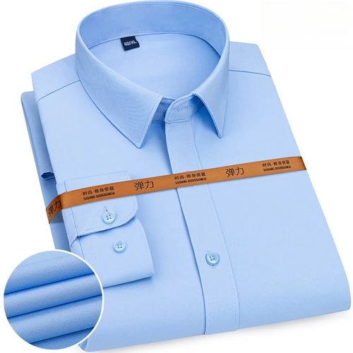New Men's Solid Color Business Shirt Formal Fashion Thin Classic Basic