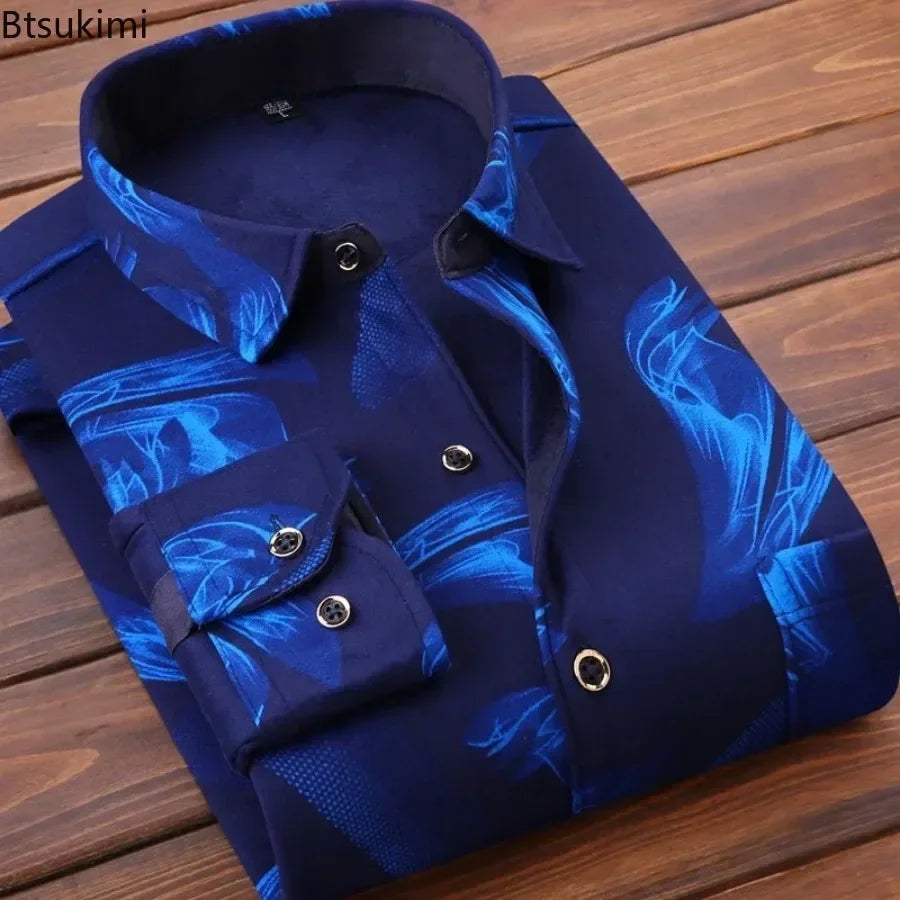 2024 Men's Winter Warm Long Sleeve Plaid Shirts Flannel Fur Lined
