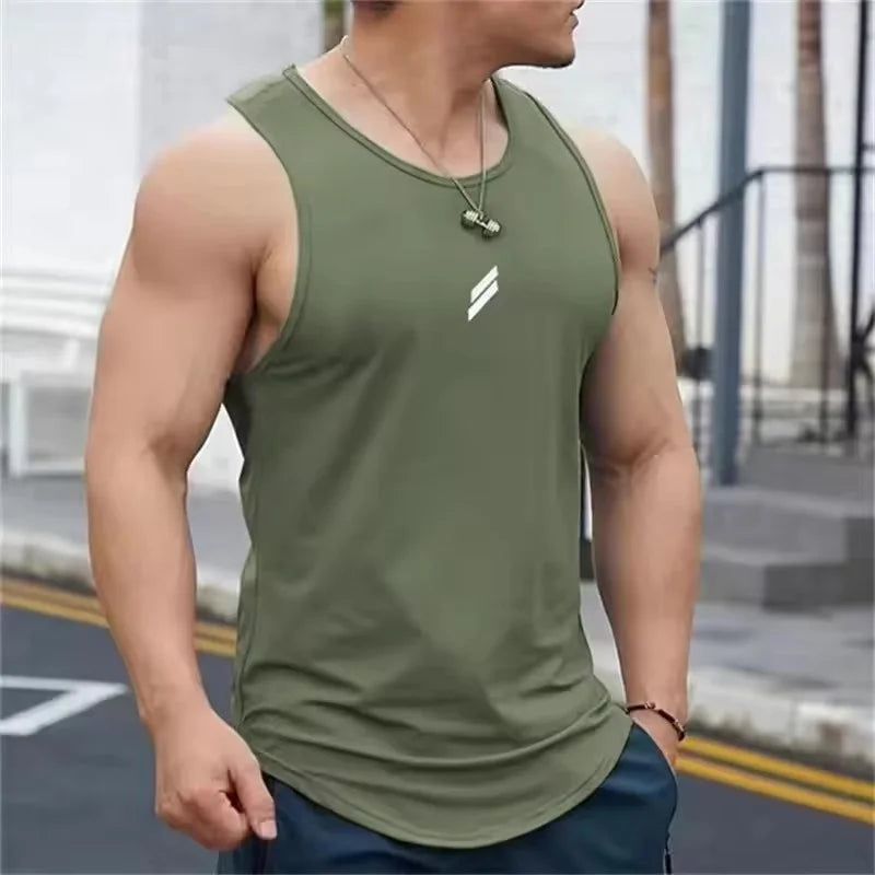 2025 Summer Men's tank top Casual Round Neck Mesh Undershirt Shirt