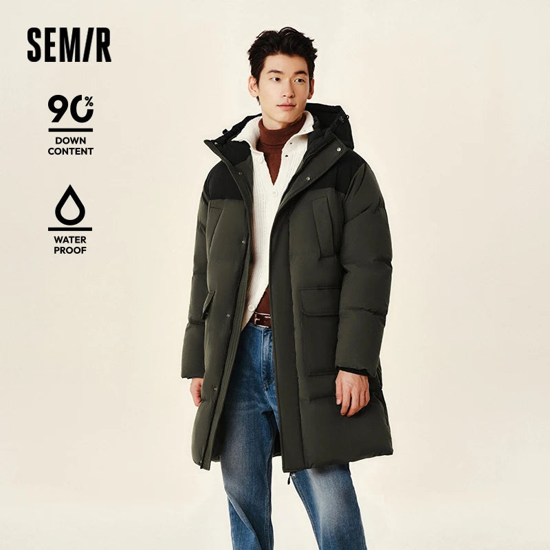 Semir Down Jacket Men 2024 New Waterproof Thick Outerwear Long Length