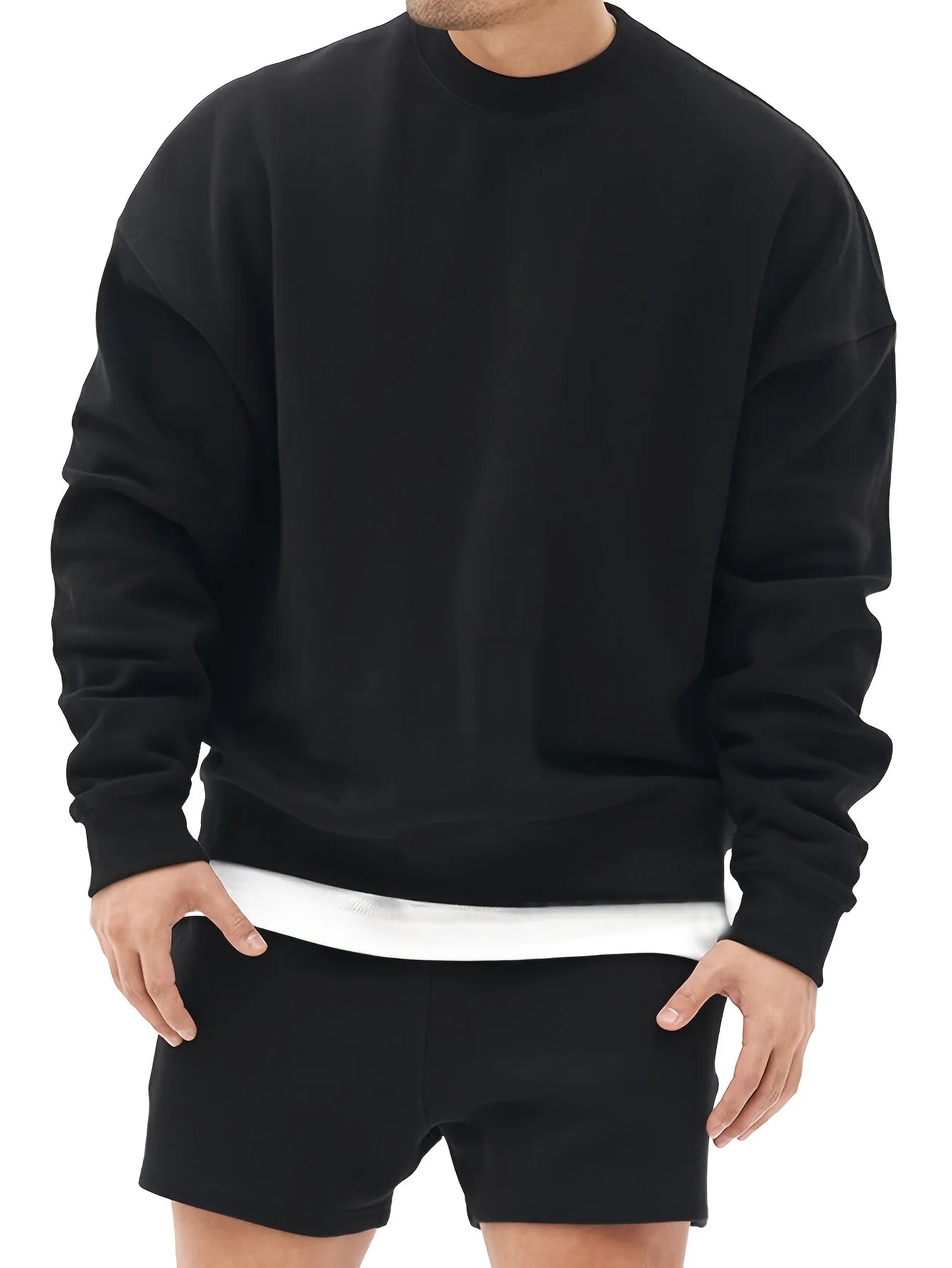 Men's Fashion - Forward Casual Trendy Solid - colored Crew - Neck