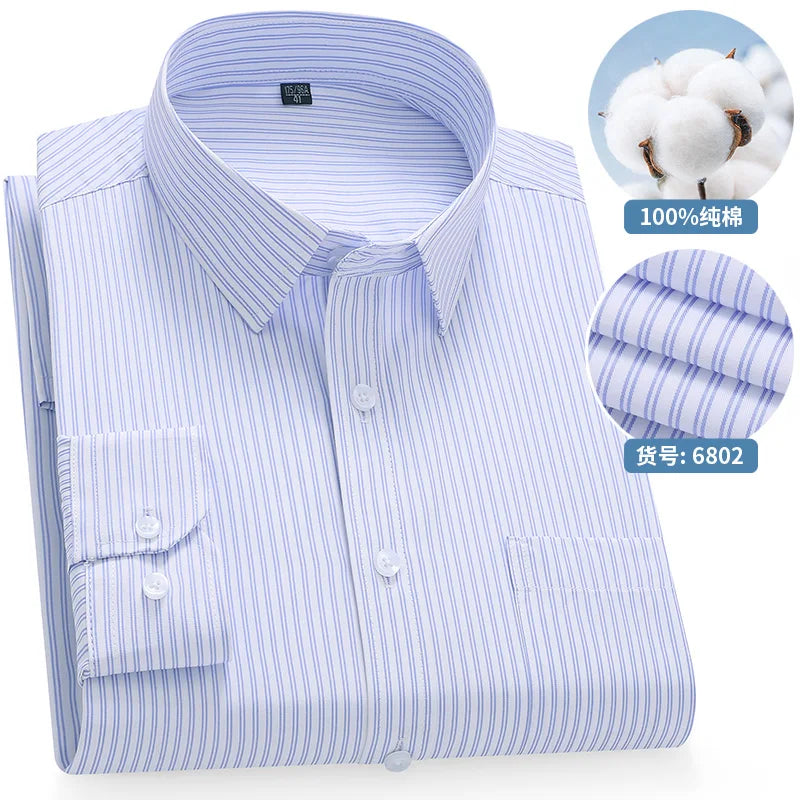High Quality 100% Cotton Men's Shirts Long Sleeve Slim Fit Business