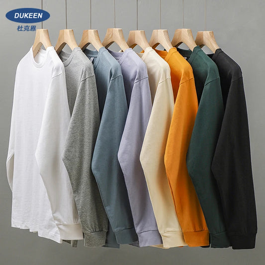 Dukeen 280g Heavyweight Long-Sleeved T-Shirt for Men 100% Cotton