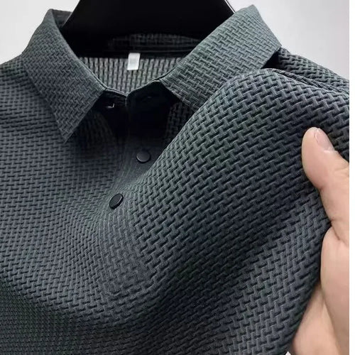 Summer New Men's Lop-up Hollow Short-sleeved Polo Tee Shirt Ice Silk