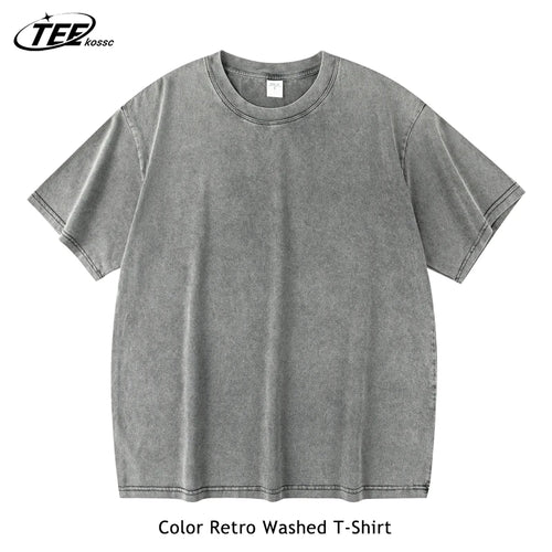 Couple Washed Retro 230g Heavy Duty Cotton Short Sleeved T-shirts