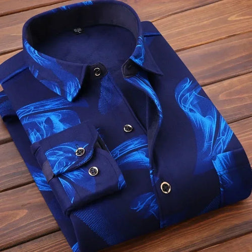 2024 Men's Winter Warm Long Sleeve Plaid Shirts Flannel Fur Lined