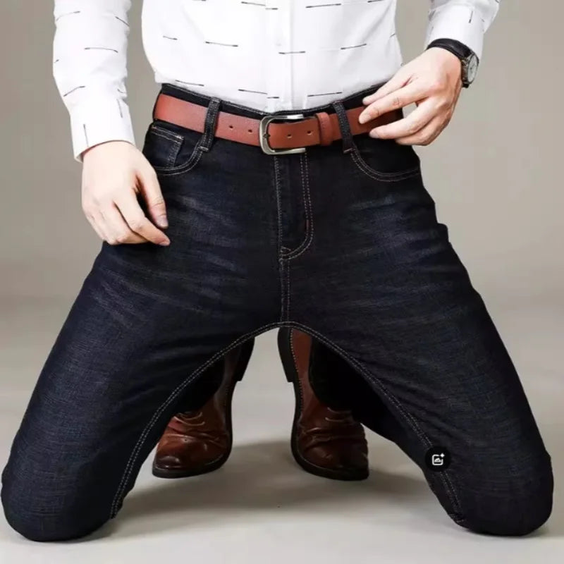 Men's Comfortable Soft Business Casual Denim Trousers Slim Fit