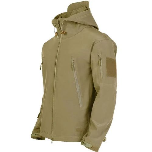 Men's Hooded Casual Military Outdoor Utility Jacket Fashion Sharkskin