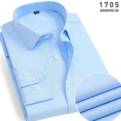 Men's long-sleeved shirt business casual solid color striped plaid