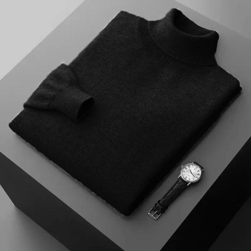 New Men's Turtleneck Pullover Sweater Solid Color Knitted outerwear