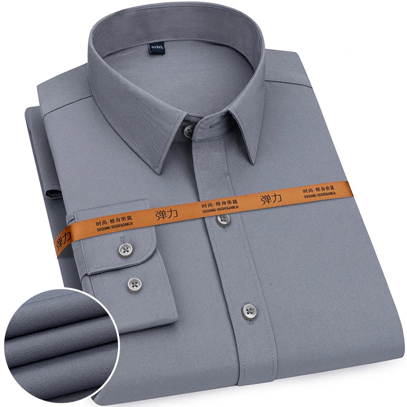 New Men's Solid Color Business Shirt Formal Fashion Thin Classic Basic